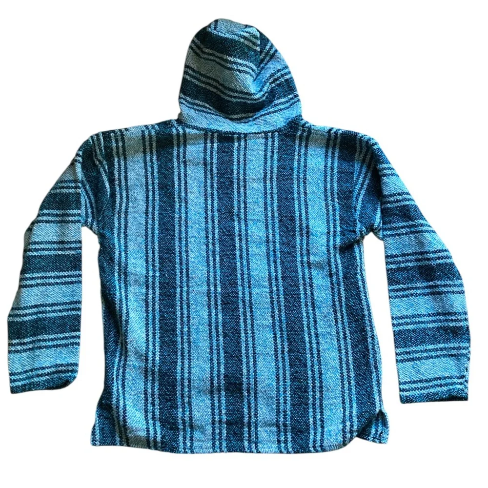 EUC IGUANA JACK BAJA HOODIE DENIM size XL blue with light blue stripes